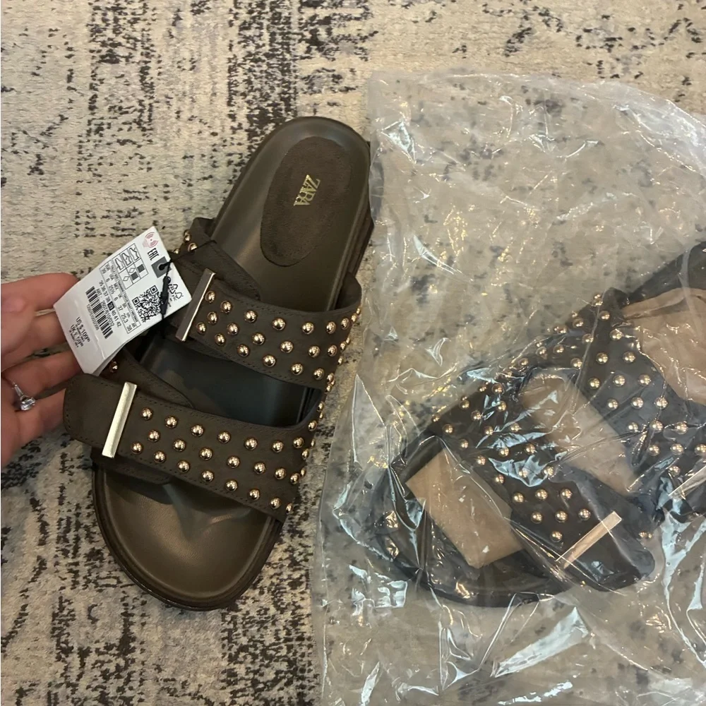 Zara NWT suede slide sandal 2607/610 - Picture 3 of 5